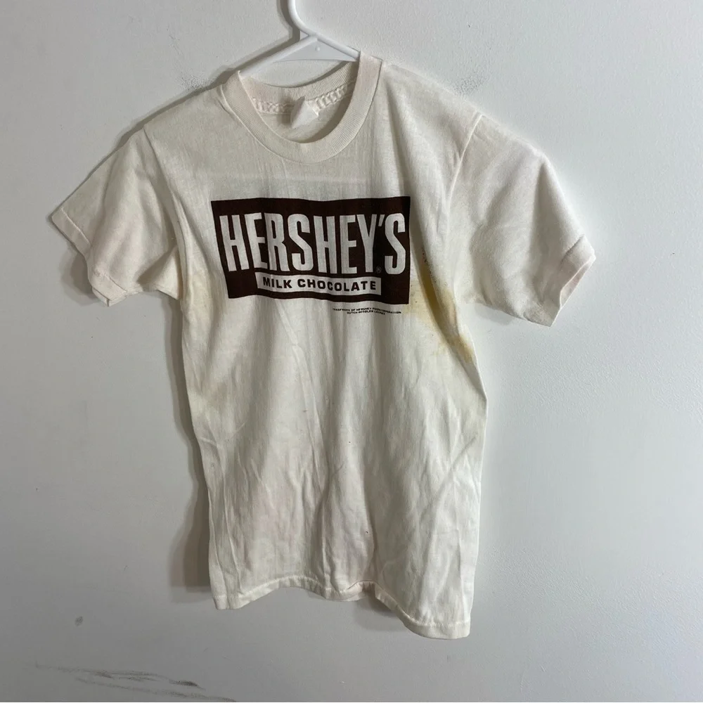 Vintage Hershey’s Milk Chocolate T-shirt Small Kids White Brown 1980s